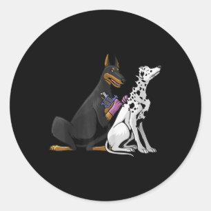 Pegatina Redonda Dalmatian Doberman Perro Guay Tattoo Artifts Ta