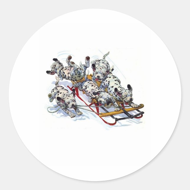 Pegatina Redonda Dalmatian Pups (Anverso)