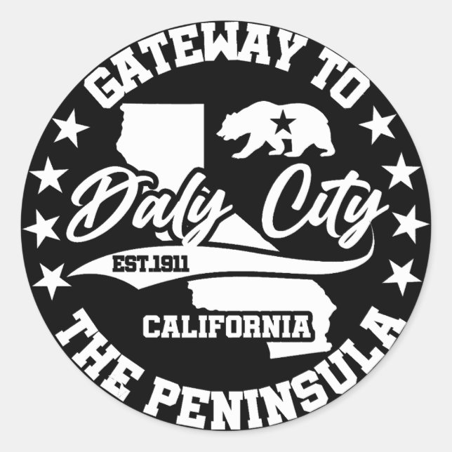 Pegatina Redonda Daly City, California (Anverso)