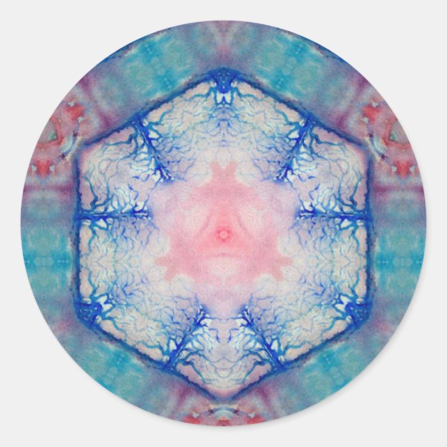 Pegatina Redonda Dama AVALON del lago, reflexiones mágicas del agua (Anverso)