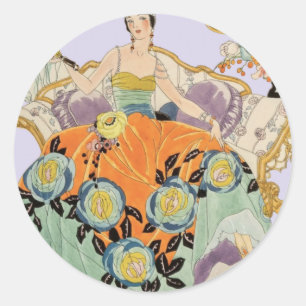 Pegatina Redonda Dama de arte festivo