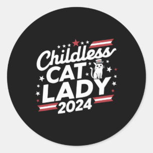 Pegatina Redonda Dama de gato 2024 Divertidas elecciones políticas 