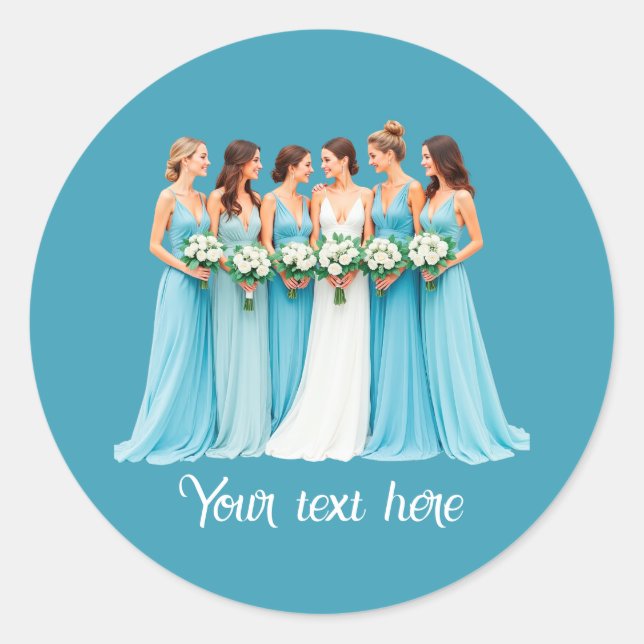Pegatina Redonda Dama de honor elegante boda personalizable (Anverso)
