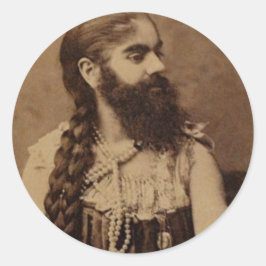 Pegatina Redonda Dama de la barba