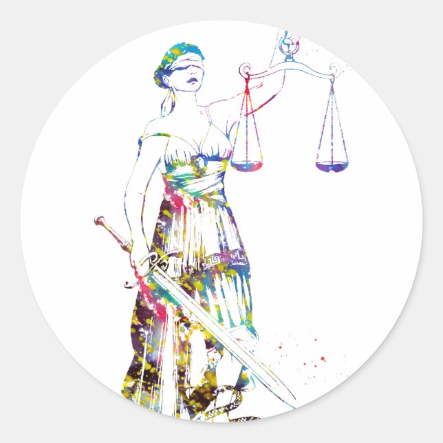 Pegatina Redonda Dama de la Justicia (Anverso)