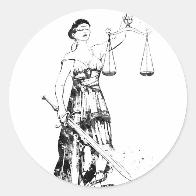 Pegatina Redonda Dama de la Justicia (Anverso)
