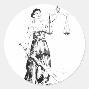 Pegatina Redonda Dama de la Justicia