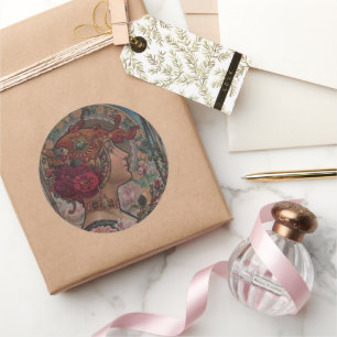 Pegatina Redonda Dama de los rosas