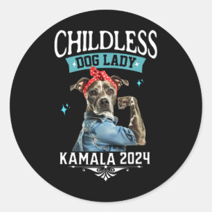 Pegatina Redonda Dama de Perro Feminista de Perro Gracioso