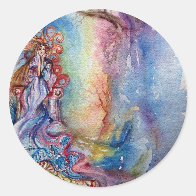 PEGATINA REDONDA DAMA DEL LAGO (Anverso)