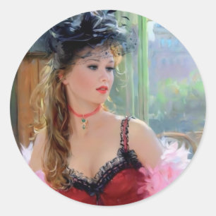 Pegatina Redonda Dama dulce