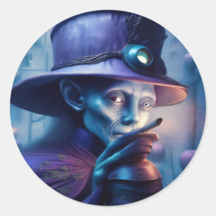 Pegatina Redonda Dama Misteriosa Señalándote Con El Dedo
