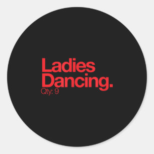 Pegatina Redonda Damas Bailando Q 9 Minimalista 12 Días De Navidad