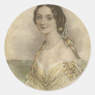 Pegatina Redonda damas de fotos antiguas