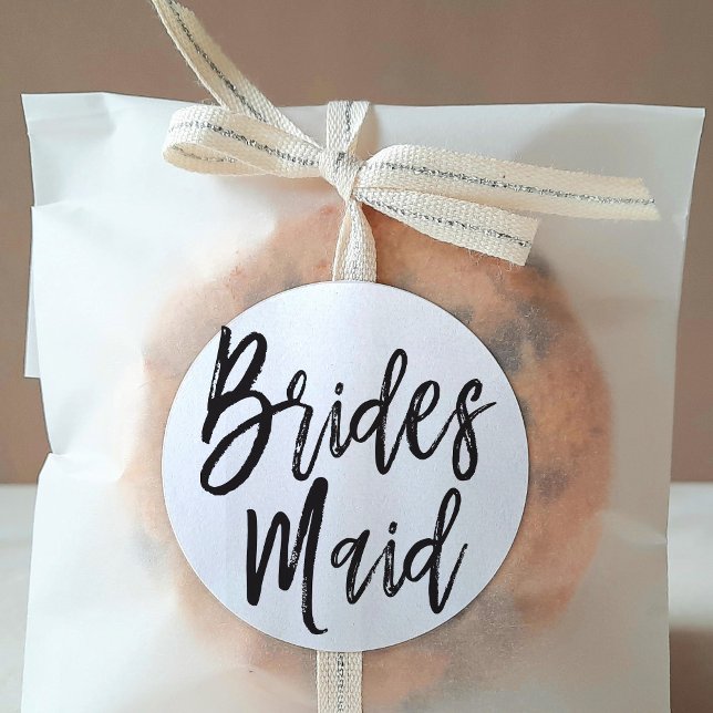 Pegatina Redonda Damas de honor | Boda de estilo de script (Subido por el creador)