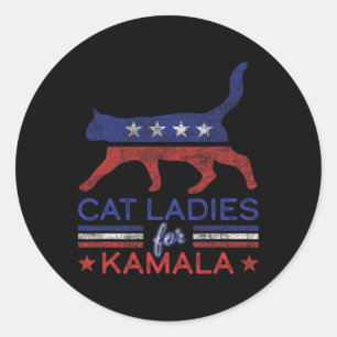 Pegatina Redonda Damas De Kamala, Un Gato Demócrata Divertido Para