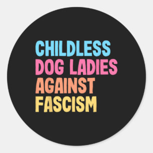 Pegatina Redonda Damas de perro contra el fascismo Kamala Harris