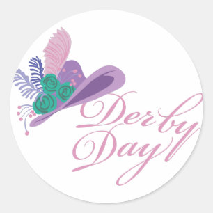 Pegatina Redonda Damas Derby de Kentucky Gorra Derby Day