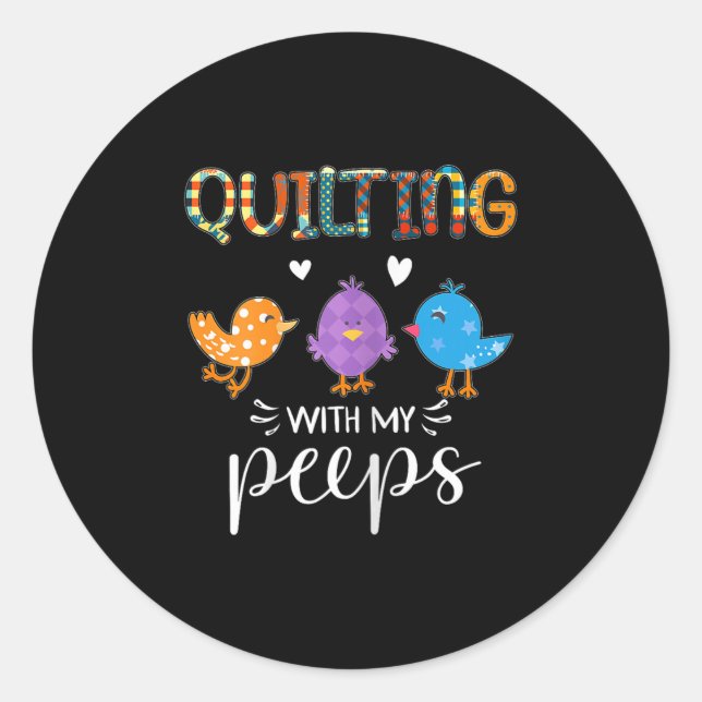 Pegatina Redonda Damas Lindas Con Mis , Quilters  (Anverso)