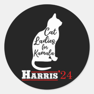 Pegatina Redonda Damas Para Kamala, Divertido Gato 2024 Presidente