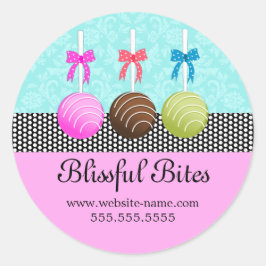 Pegatina Redonda Damasco colorido de copas de torta