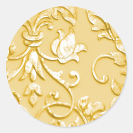 Pegatina Redonda Damasco de aspecto Grabado en relieve metálico en