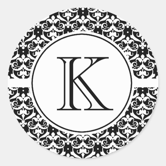 Pegatina Redonda Damasco de moda (Anverso)