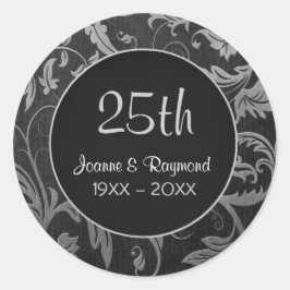 Pegatina Redonda Damasco plateado 25 años - Personalizar