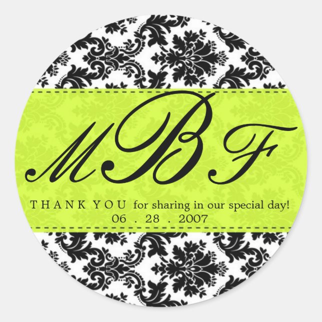 Pegatina Redonda Damask y Lime (Anverso)