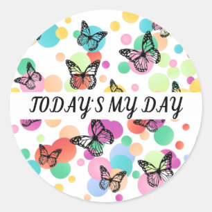 Pegatina Redonda Dance butterflies Garden