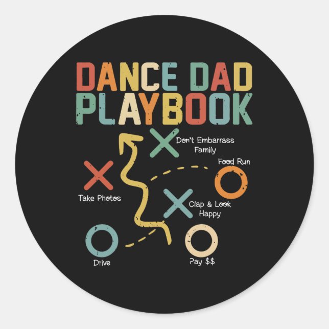 Pegatina Redonda Dance Dad Comp Funny Playbook Bailando a papá Orgu (Anverso)