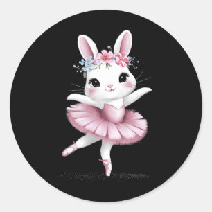 Pegatina Redonda Dance dulce Ballerina Bunny Ballet Conejo Chica E