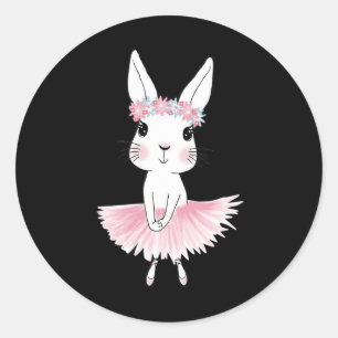 Pegatina Redonda Dance dulce Ballerina Bunny Ballet Conejo Chica F