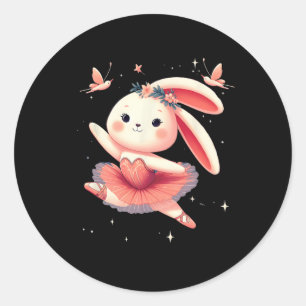 Pegatina Redonda Dance dulce Ballerina Bunny Ballet Conejo Chica F