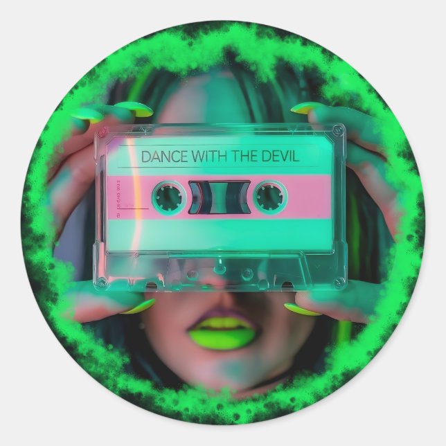 Pegatina Redonda dance with the devil (Anverso)