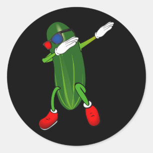 Pegatina Redonda Dancing Cucucumber Pickle Lover Cute Funny