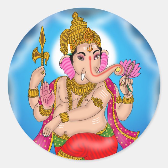 Pegatina Redonda Dancing Ganesha Sticker  (Anverso)