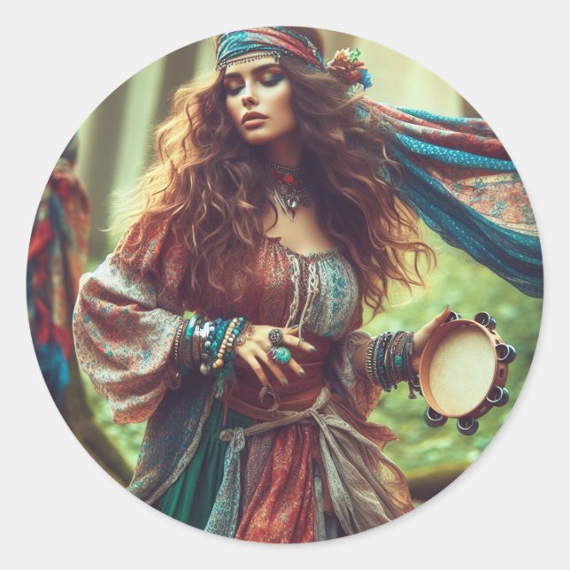 PEGATINA REDONDA DANCING GYPSI (Anverso)