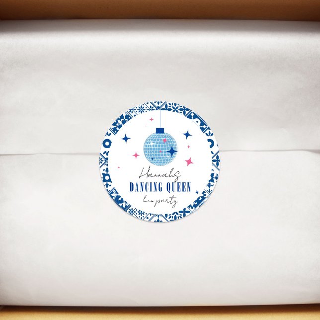 Pegatina Redonda Dancing Queen greek Música disco Hen Fiesta (Subido por el creador)