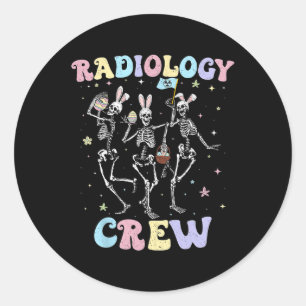 Pegatina Redonda Dancing Skeleton Radiology Crew Easter Day Rad Tec