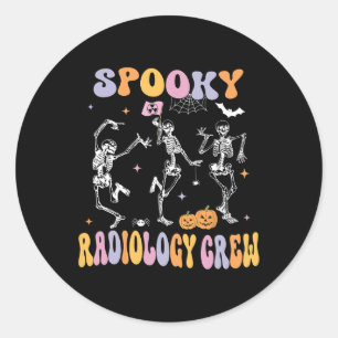 Pegatina Redonda Dancing Skeleton Spooky Radiology Crew X-ray Tech