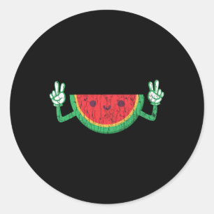 Pegatina Redonda Dancing Watermelon Funny Summer Fruit Lover Graphi