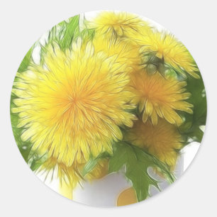 Pegatina Redonda Dandelion Bouquet