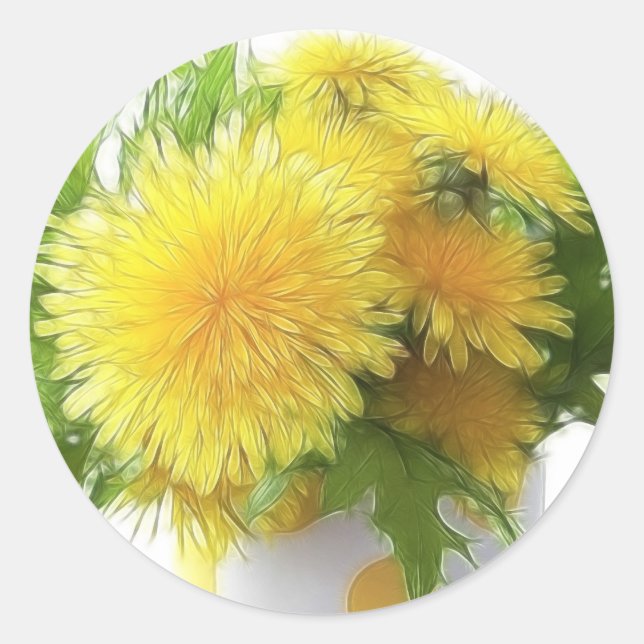 Pegatina Redonda Dandelion Bouquet (Anverso)