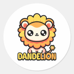 Pegatina Redonda ¡Dandelion! Cute Dandelion Lion Pun