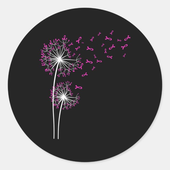 Pegatina Redonda Dandelion Faith Hope Love Mama Cancer Awareness (Anverso)