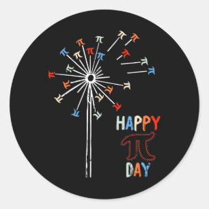 Pegatina Redonda Dandelion Happy Pi Day Símbolos matemáticos Studen
