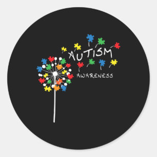 Pegatina Redonda Dandelion Puzzle Piece Guay Autism Awareness Gift