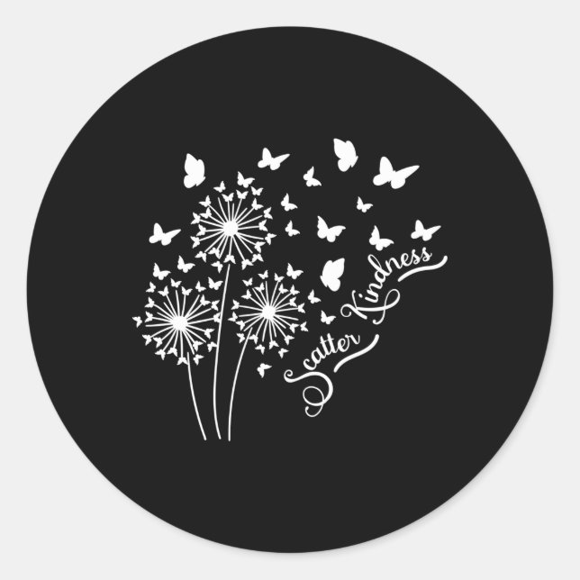 Pegatina Redonda Dandelion Scatter Kindness Be Kind (Anverso)