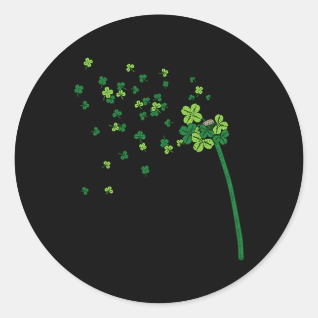 Pegatina Redonda Dandelion Shamrock Clover Leaf St. Patrick Irish R (Anverso)